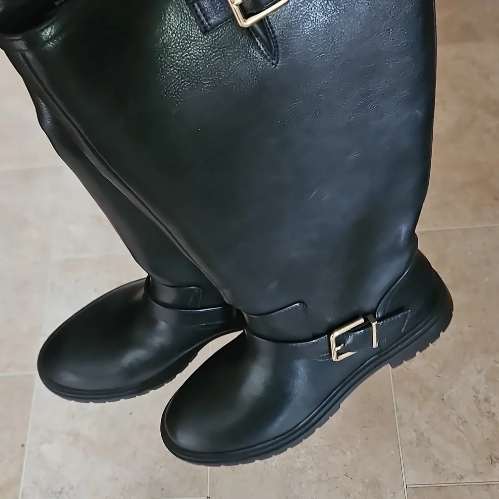 NEW! ANN TAYLOR LOFT Black Tall Biker Boots 9.